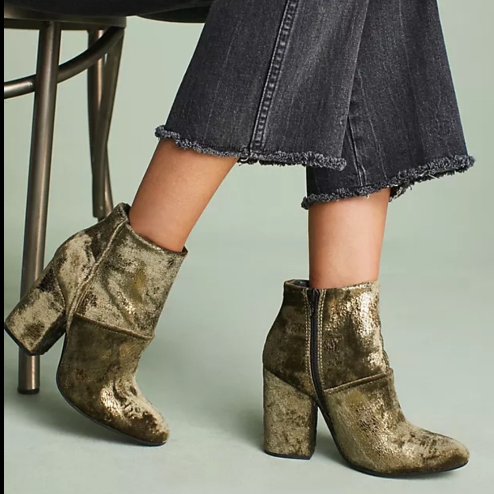 Charles David Celeste Olive Green and gold fleck Ankle Boots from Anthropologie